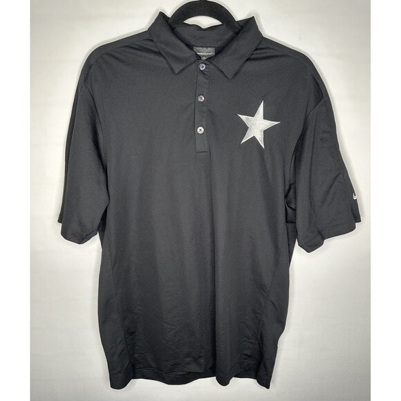 Nike‎ Golf Polo Shirt Black Dri Fit Embroidered Star Swoosh Men’s Size Medium - Picture 1 of 6